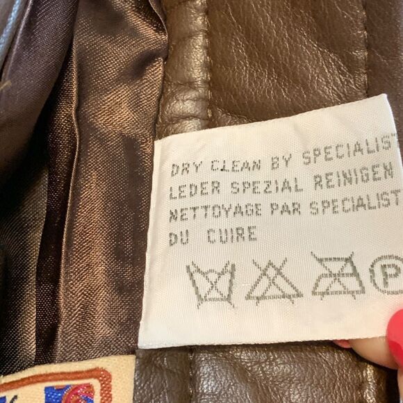 Vintage 80s Brown Leather Skirt Size 8 Zip Up Pockets Straight Lined Knee Length - Picture 9 of 9